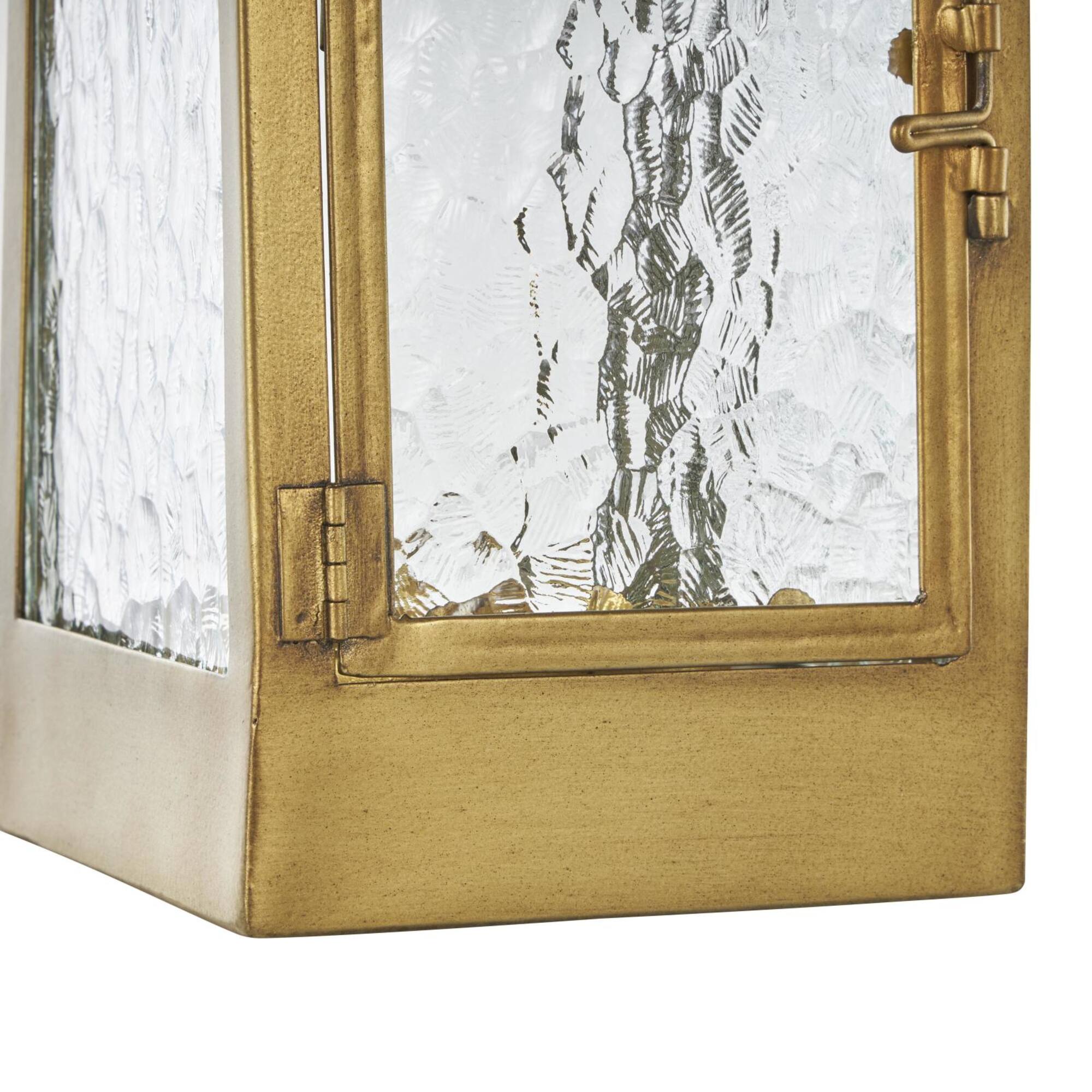 18" Gold Metal Arched Candle Lantern with Top Handle